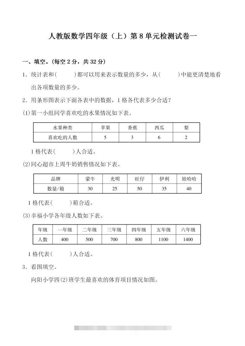 四（上）人教版数学第八单元检测试卷一-117资源网