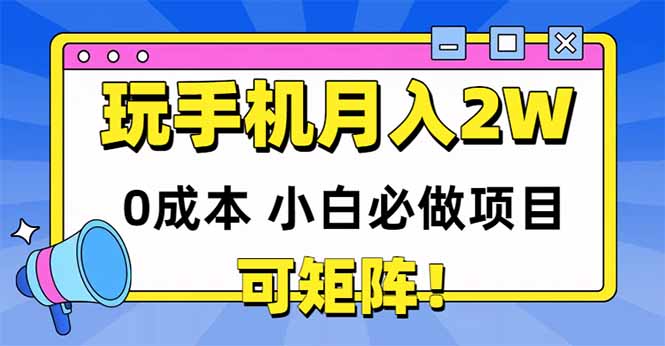 玩玩手机月入20000+，0成本小白必做项目，可矩阵-117资源网