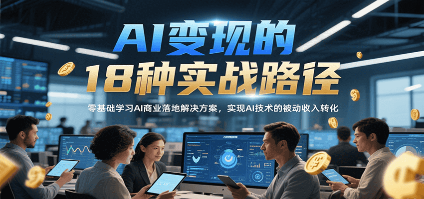 AI变现的18种实战路径，零基础学习AI商业落地解决方案，实现AI技术的被动收入转化-117资源网