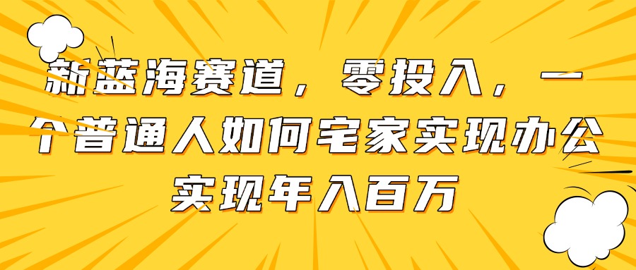 新蓝海赛道，零投入，一个普通人如何宅家办公实现年入百万-117资源网