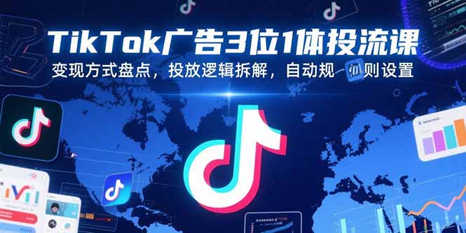TikTok广告3位1体投流课，变现方式盘点，投放逻辑拆解，自动规则设置-117资源网