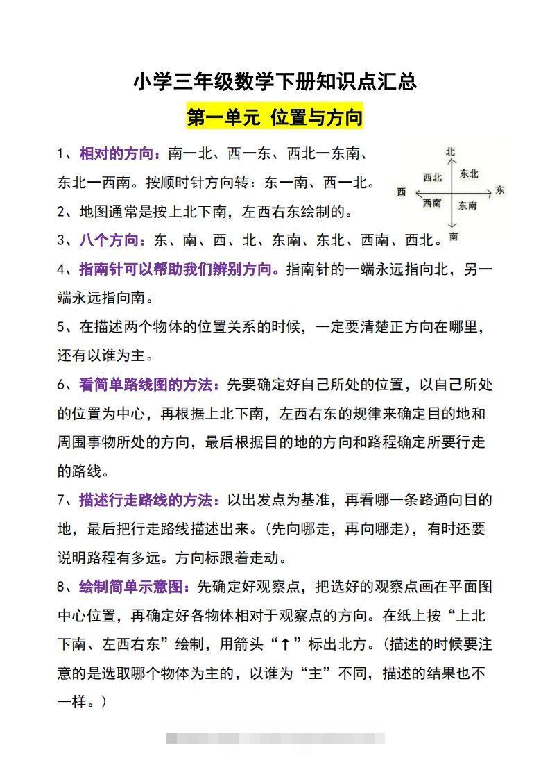 三年级下册数学知识点-117资源网