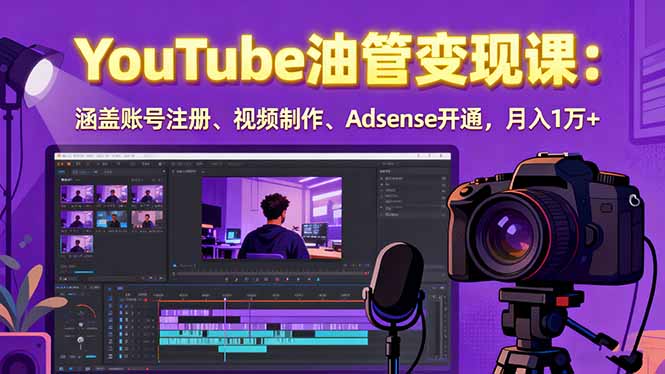 2025YouTube油管变现课：涵盖账号注册、视频制作、Adsense开通，月入1万+-117资源网