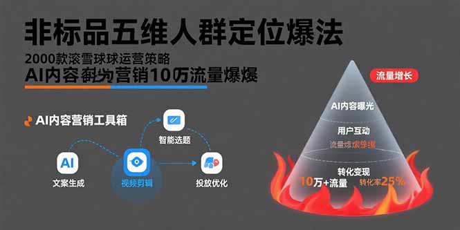 非标品五维人群定位法，2000款滚雪球运营策略，AI内容营销10万流量引爆-117资源网