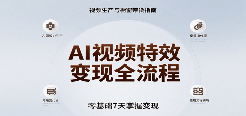 AI视频特效变现全流程，零基础7天掌握视频生产到橱窗带货变现-117资源网