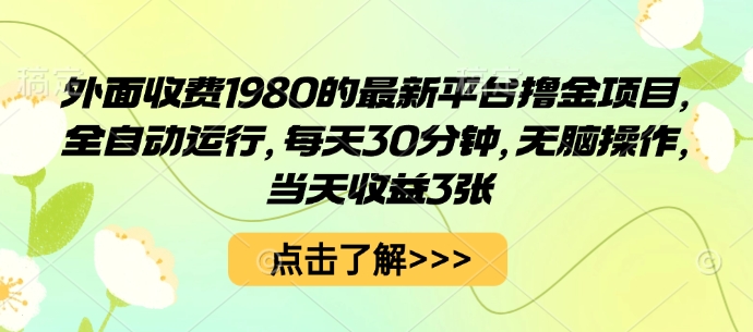 外面收费1980的最新平台撸金项目,全自动运行,每天30分钟,无脑操作,当天收益3张【揭秘】-117资源网