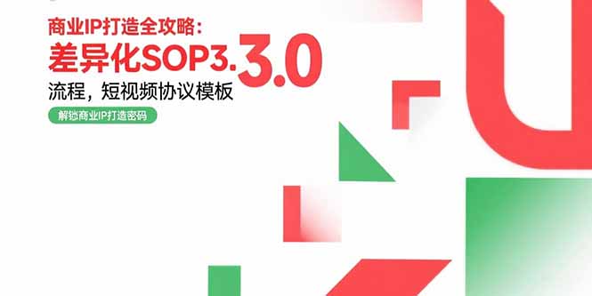 商业IP打造全攻略：差异化SOP3.0流程，短视频协议模板，婚恋项目实战案例-117资源网
