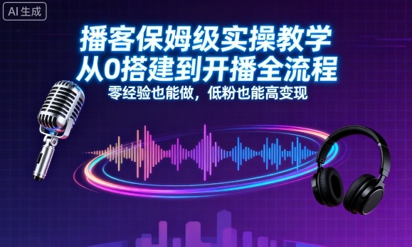 播客保姆级实操教学，从0搭建到开播全流程，零经验也能做，低粉也能高变现-117资源网