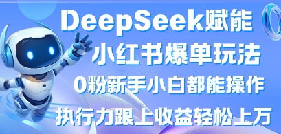 DeepSeek赋能小红书爆单玩法0粉新手小白都能操作，执行力跟上收益轻松上W，懒人勿做-117资源网
