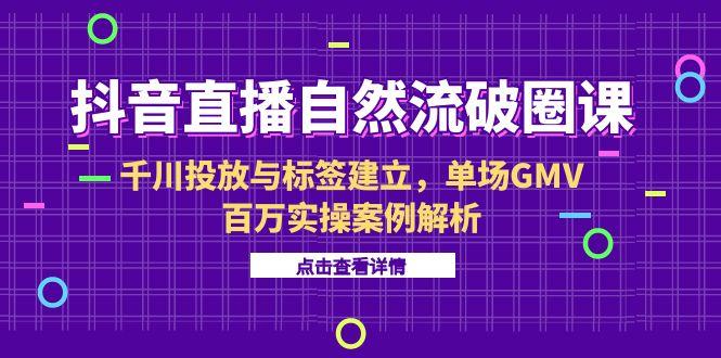 抖音直播自然流破圈课-6月，千川投放与标签建立，单场GMV百万实操案例解析-117资源网