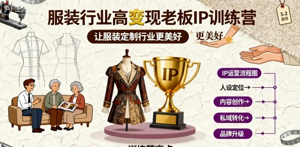 服装行业高变现老板IP训练营，让服装定制行业更美好-117资源网