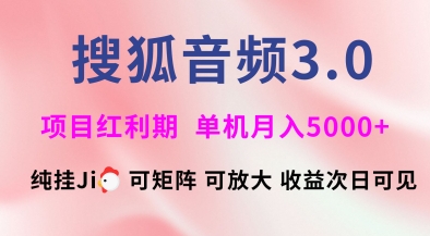 搜狐音频挂ji3.0.可矩阵可放大，独家技术，稳定月入5000+【揭秘】-117资源网