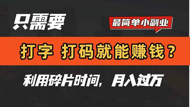 只需要打字，打码，就能赚钱？简单的赚钱小副业，利用碎片时间，月入过万-117资源网