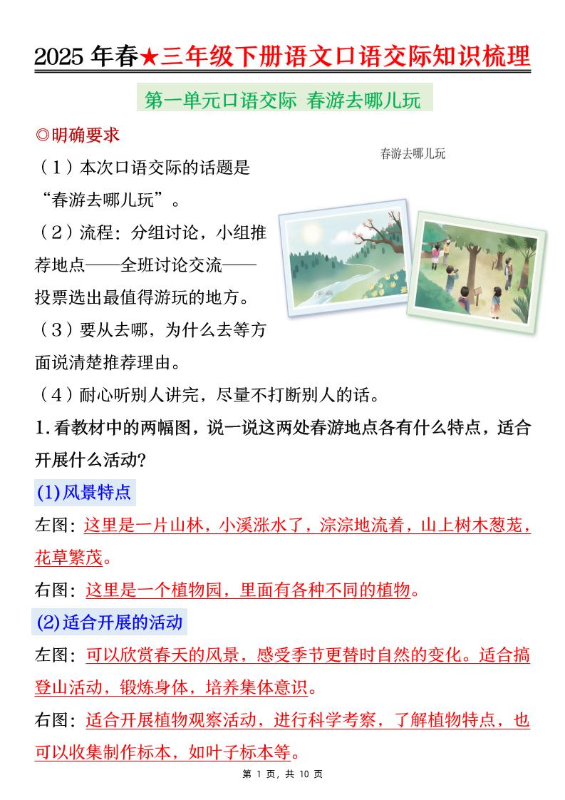 25春三下语文口语交际知识梳理（10页）-117资源网