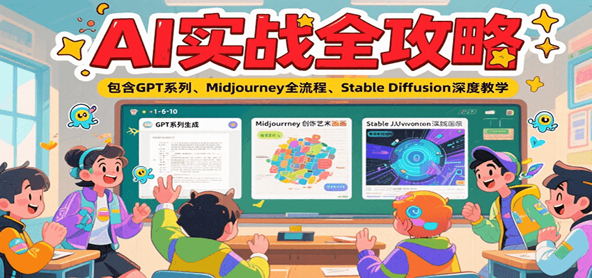AI实战全攻略，包含GPT系列、Midjourney全流程、Stable Diffusion深度教学-117资源网