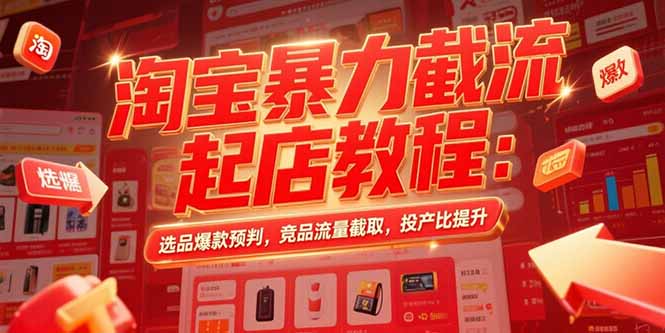 淘宝暴力截流起店教程：选品爆款预判，竞品流量截取，投产比提升-117资源网