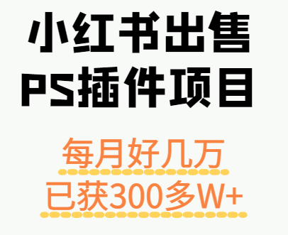 小红书出售PS插件项目，每月都收入好几万，长期操作已获利300多W+-117资源网