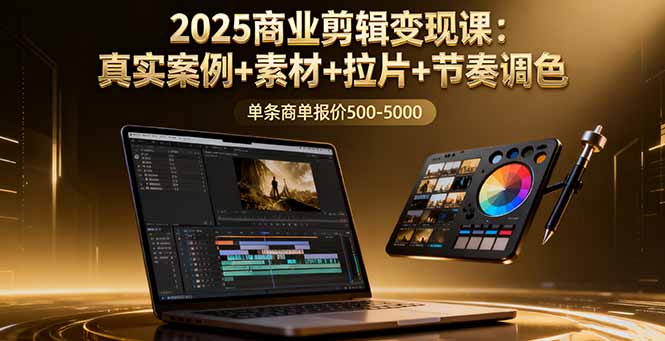 2025商业剪辑变现课：真实案例+素材+拉片+节奏调色，单条商单报价500-5000-117资源网