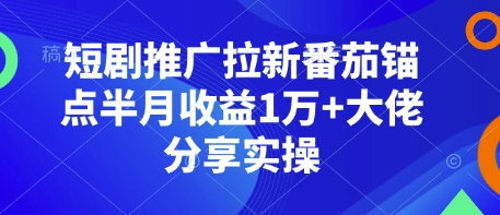 短剧推广拉新番茄锚点半月收益1万+大佬分享实操-117资源网