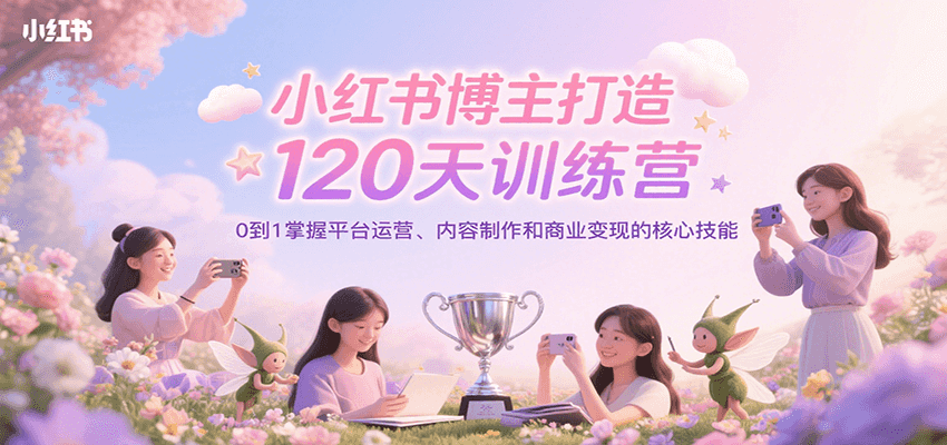 小红书博主打造120天训练营，0到1掌握平台运营、内容制作和商业变现-117资源网