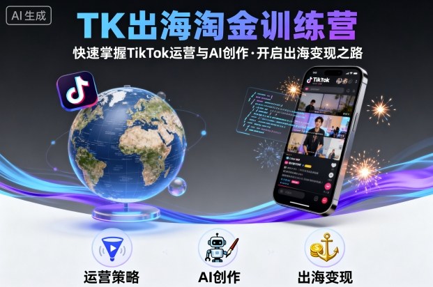 TK出海淘金训练营，助你快速掌握TikTok运营与AI创作，开启出海变现之路-117资源网