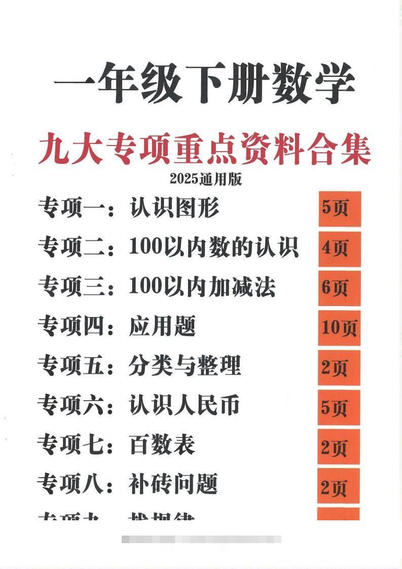 2015新一年级下册数学九大专项合集-117资源网