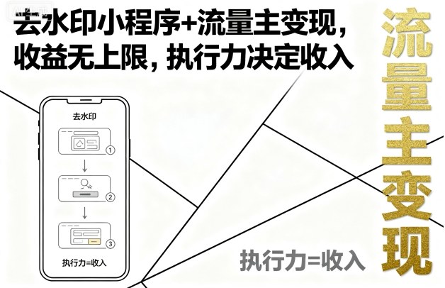 去水印小程序+流量主变现，收益无上限，执行力决定收入-117资源网