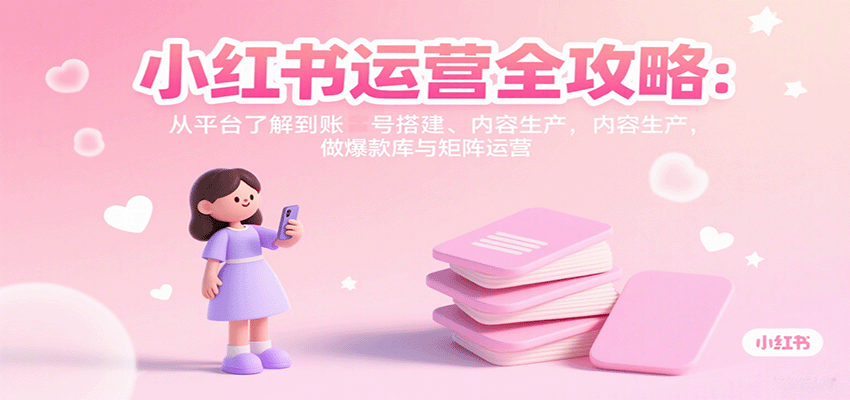 小红书运营全攻略：从平台了解到账号搭建、内容生产，做爆款库与矩阵运营-117资源网