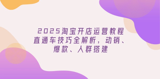 2025淘宝开店运营教程更新，直通车技巧全解析，动销、爆款、人群搭建-117资源网