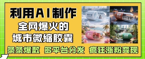 利用AI制作全网爆火的城市微缩胶囊，条条爆款， 多平台分发，疯狂涨粉变现-117资源网
