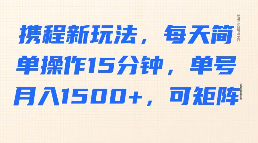 携程新玩法,每天简单操作15分钟,单号月入1500+,可矩阵-117资源网