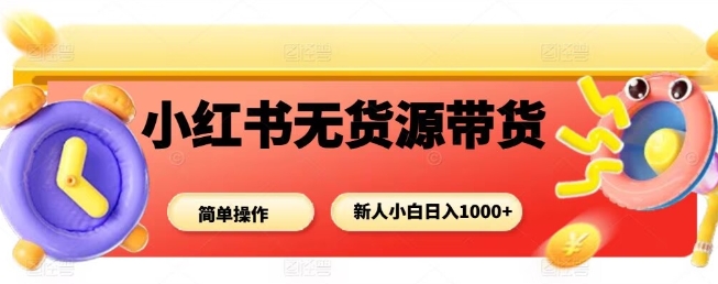 小红书无货源带货项目，简单无脑，新人小白日入多张-117资源网