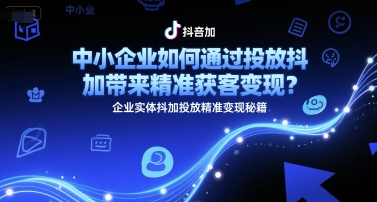 中小企业如何通过投放抖加带来精准获客变现？企业实体抖加投放精准变现秘籍-117资源网