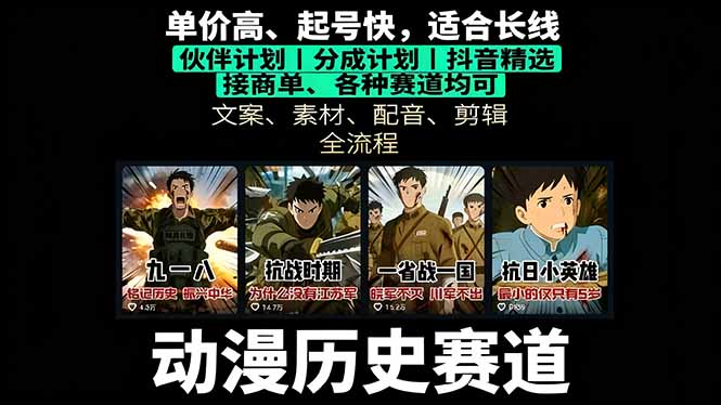 历史动漫赛道撸分成：起号、文案、素材、配音、剪辑，单视频收益破万-117资源网