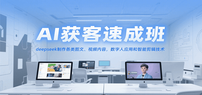 AI获客速成班,deepseek制作各类图文、视频内容,数字人应用和智能剪辑技术-117资源网