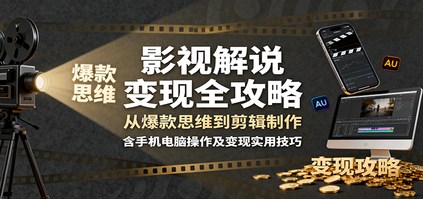 影视解说变现全攻略：从爆款思维到剪辑制作，含手机电脑操作及变现实用技巧-117资源网