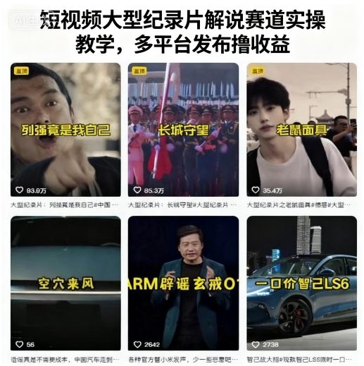 短视频大型纪录片解说赛道实操教学，多平台发布撸收益-117资源网
