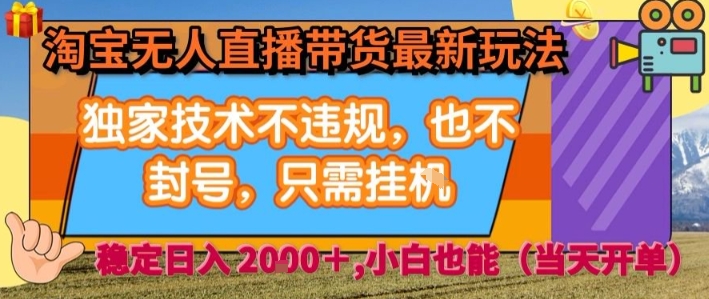 淘宝无人直播带货最新玩法，独家技术不违规，也不封号，全自动运行，只需挂着，  稳定日入2k【揭秘】-117资源网