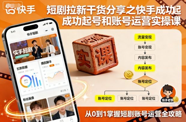 短剧拉新干货分享之快手成功起号和账号运营实操课-117资源网