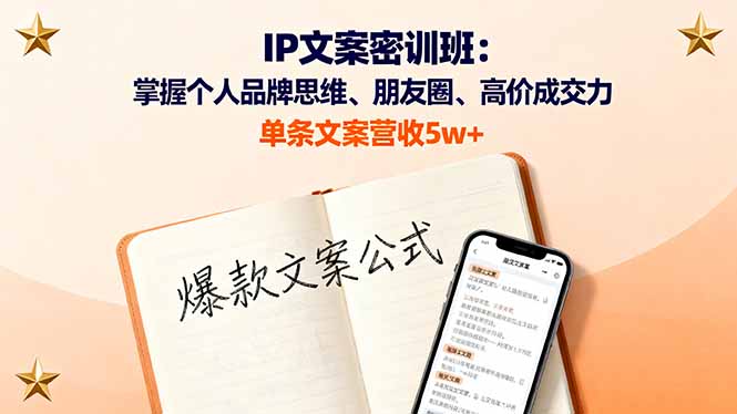 IP文案密训班：掌握个人品牌思维、朋友圈、高价成交力，单条文案营收5w+-117资源网