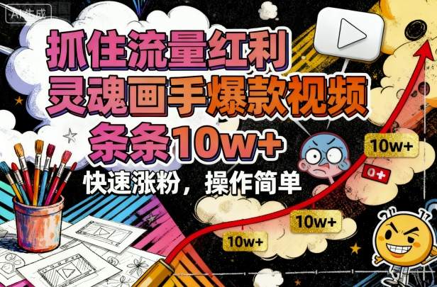 抓住流量红利，灵魂画手爆款视频，条条10w+，快速涨粉，操作简单-117资源网