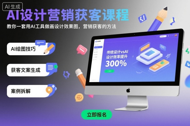 AI设计营销获客课程,教你一套用AI工具做画设计效果图,营销获客的方法-117资源网