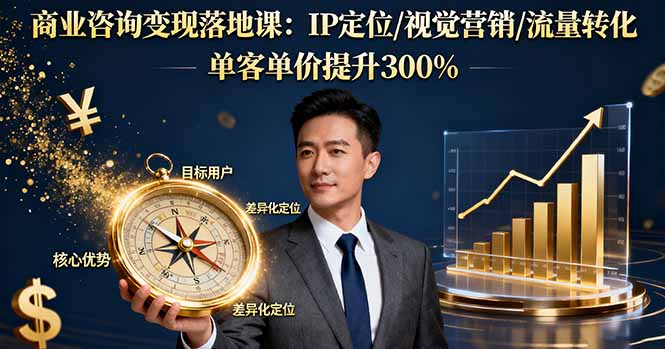 商业咨询变现落地课：IP定位/视觉营销/流量转化，单客单价提升300%-117资源网