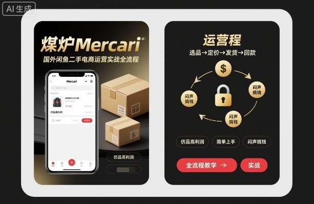 煤炉Mercari国外闲鱼二手电商运营实战全流程，仿品高利润，简单上手，闷声搞钱-117资源网