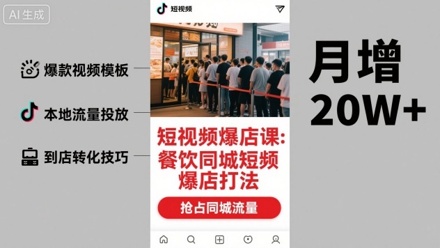 短视频爆店课，餐饮同城短视频爆店打法-117资源网