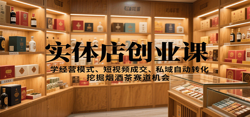 实体店创业课：学经营模式、短视频成交、私域自动转化，挖掘烟酒茶赛道机会-117资源网