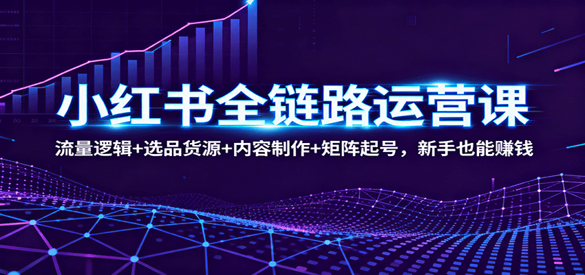 小红书全链路运营课：流量逻辑+选品货源+内容制作+矩阵起号，新手也能赚钱-117资源网