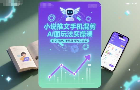 小说推文手机混剪AI图玩法实操课,日入可观,手机即可独立完成-117资源网