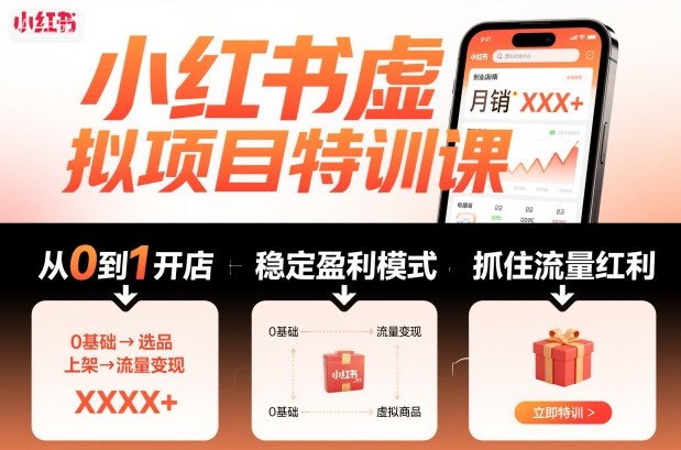 小红书虚拟项目特训课，帮你从0到1打造稳定盈利的店铺，抓住流量红利(更新9月)-117资源网