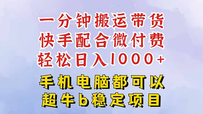 快手黑科技一分钟搬运带货，一刀不剪过原创，微付费投流玩法，轻松日入…-117资源网